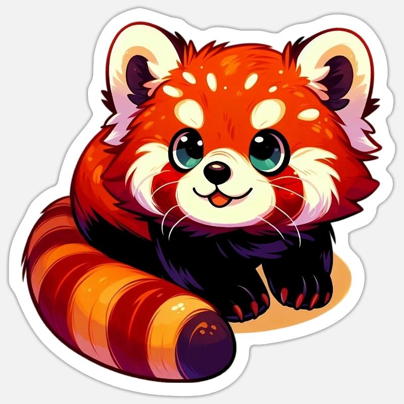Kleiner Panda - Sticker Größe S (10 x 10 cm) - Mattweiß