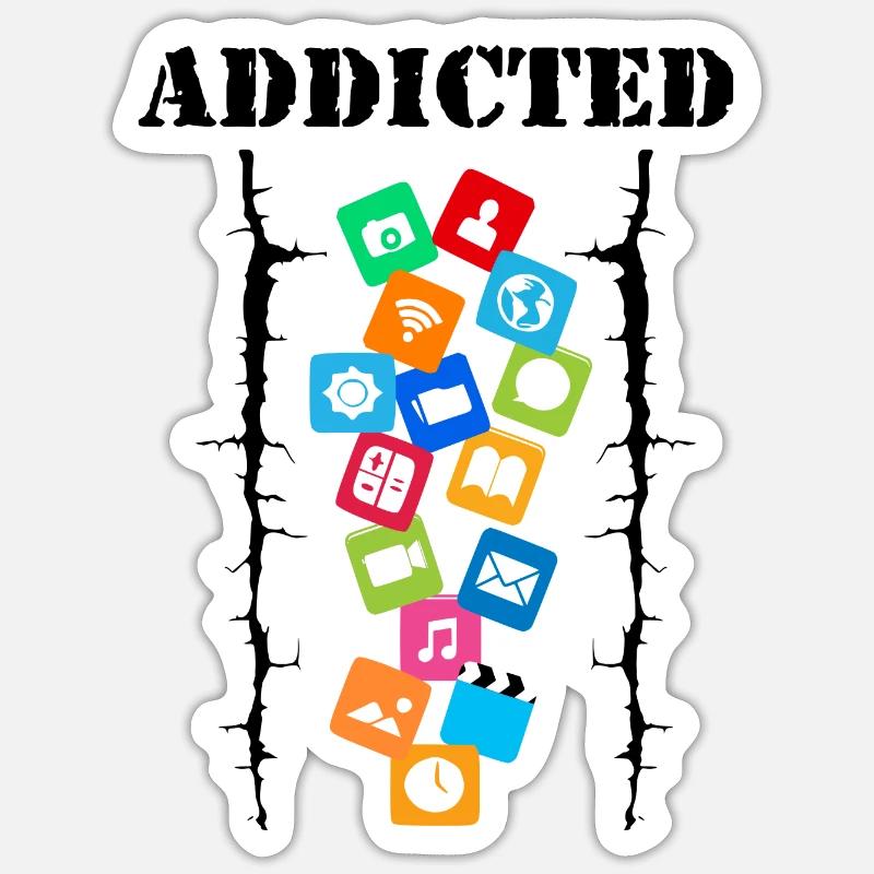 Addicted - Sticker size S (10 x 10 cm) - white matte