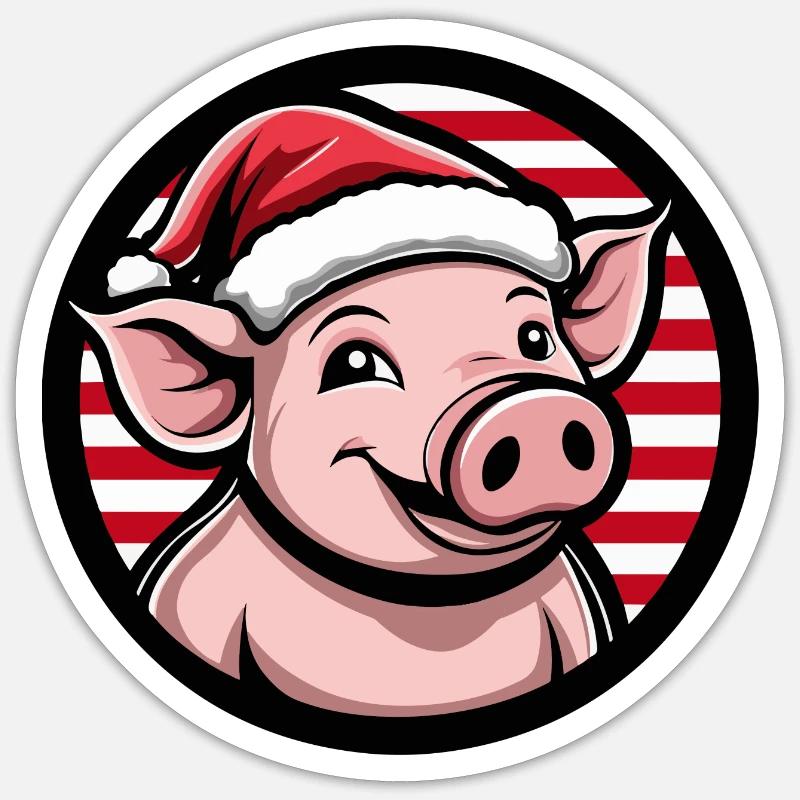 Cochon Noël Noël - Sticker taille S (10 x 10 cm) - blanc mat