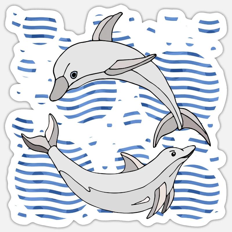 Dauphins - Sticker taille S (10 x 10 cm) - blanc mat