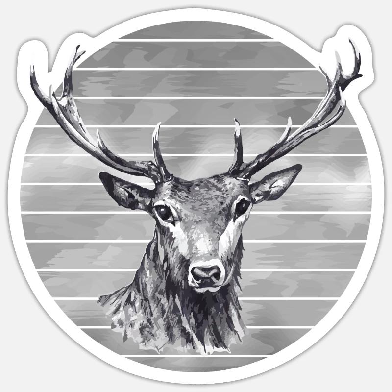 Cerf - Sticker taille S (10 x 10 cm) - blanc mat