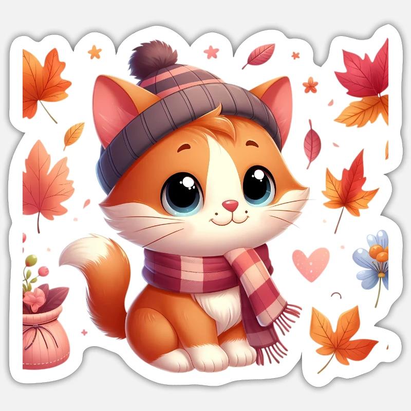 Herbst Kat4 - Sticker Größe S (10 x 10 cm) - Mattweiß