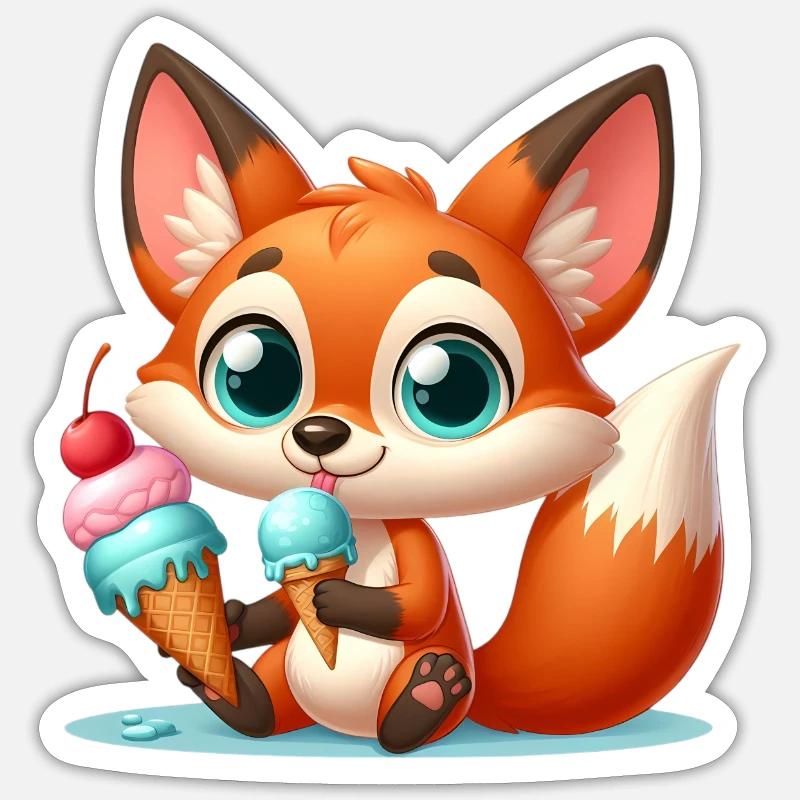 fox 8 - Sticker taille S (10 x 10 cm) - blanc mat