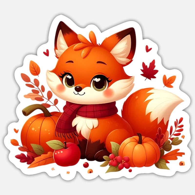 Fox Autumn 2 - Sticker size S (10 x 10 cm) - white matte