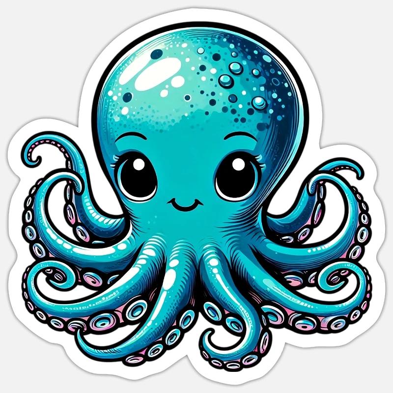 Pieuvre - Sticker taille S (10 x 10 cm) - blanc mat