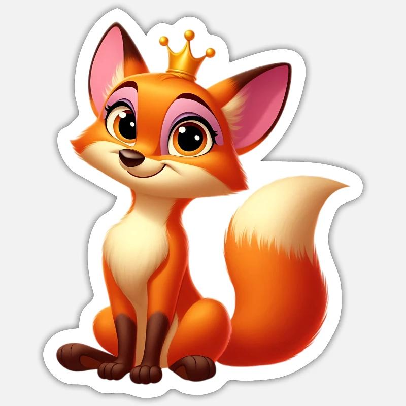 fox queen - Sticker størrelse S (10 x 10 cm) - mat hvid