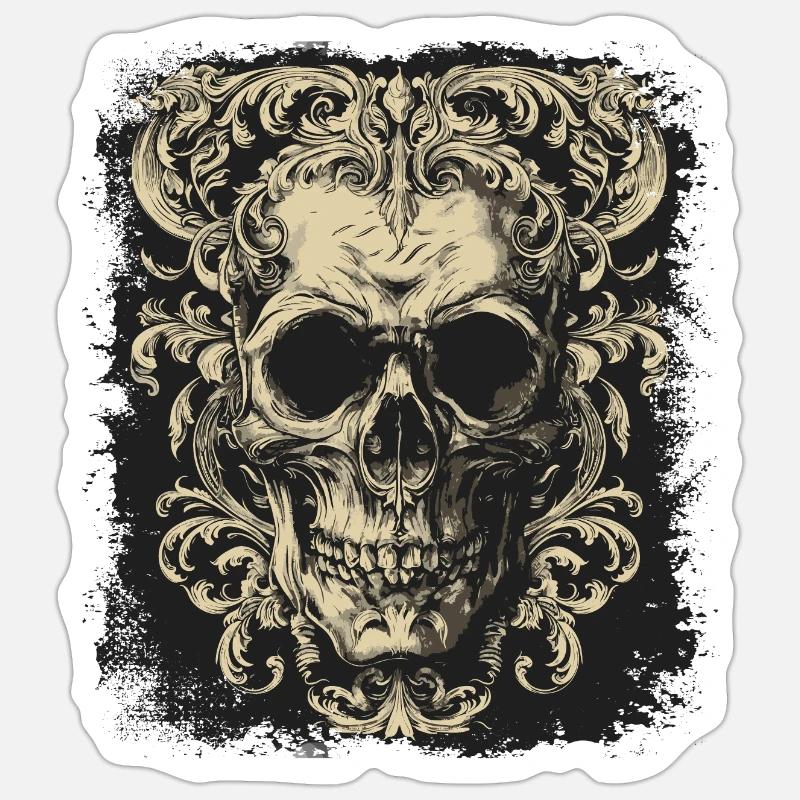 Gothic Skull - Sticker size S (10 x 10 cm) - white matte