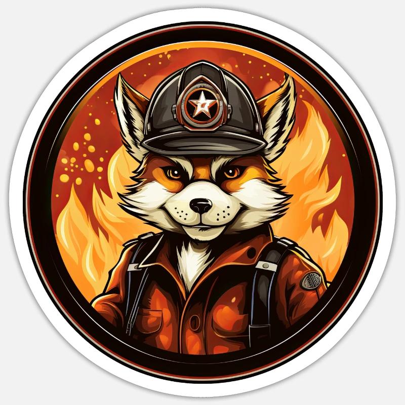 Pompiers de Fuchs - Sticker taille S (10 x 10 cm) - blanc mat