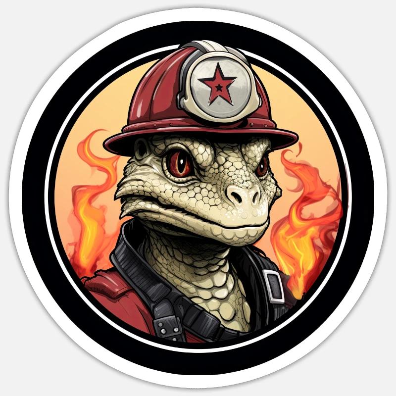 Fire Brigade Lizards - Sticker size S (10 x 10 cm) - white matte