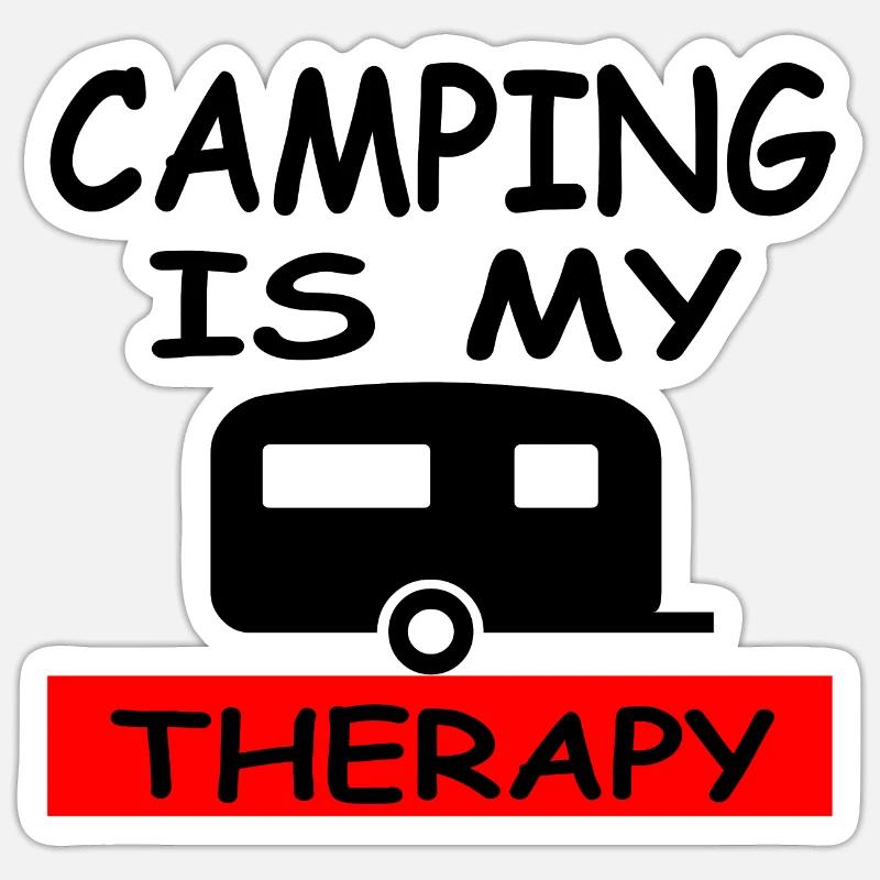 Camping - Sticker taille S (10 x 10 cm) - blanc mat