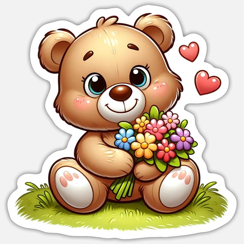 Teddybär 3 - Sticker Größe S (10 x 10 cm) - Mattweiß