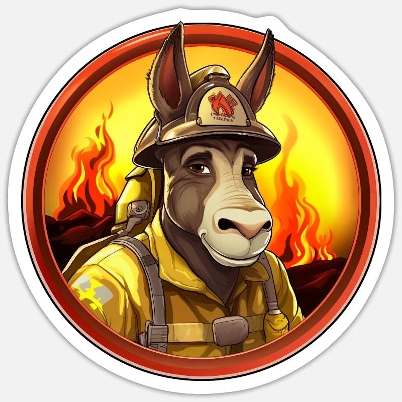 Firefighter Donkey - Sticker size S (10 x 10 cm) - white matte