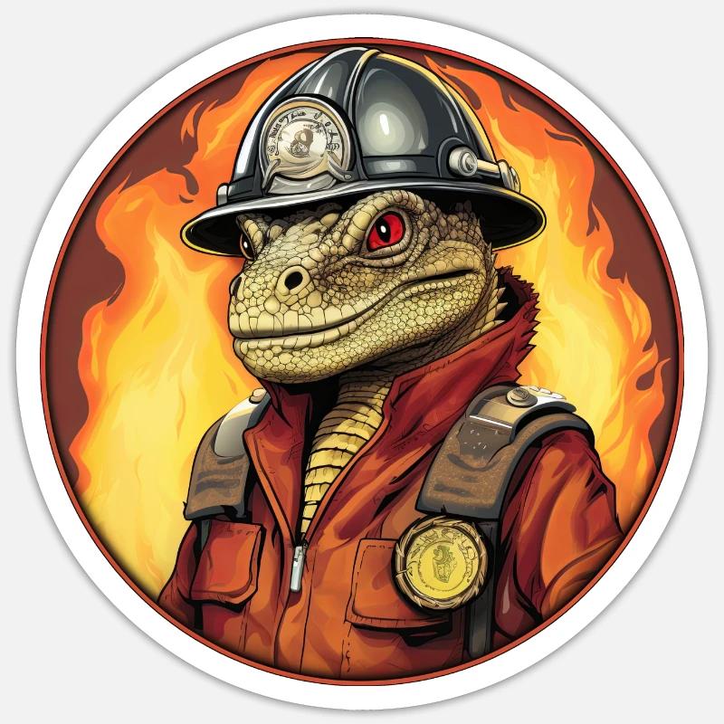 Feuerwehr Eidechsen Sticker Größe S (10 x 10 cm)