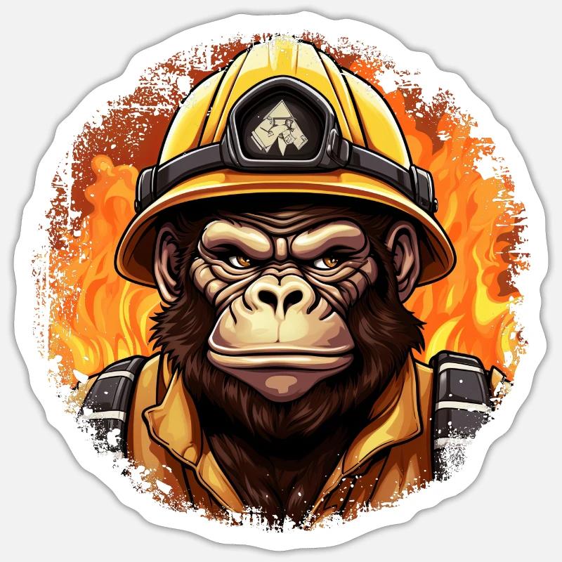 Brigade de pompiers Monkey Sticker taille S (10 x 10 cm)