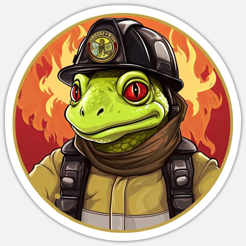 Brigade de pompiers Frog Sticker taille S (10 x 10 cm)