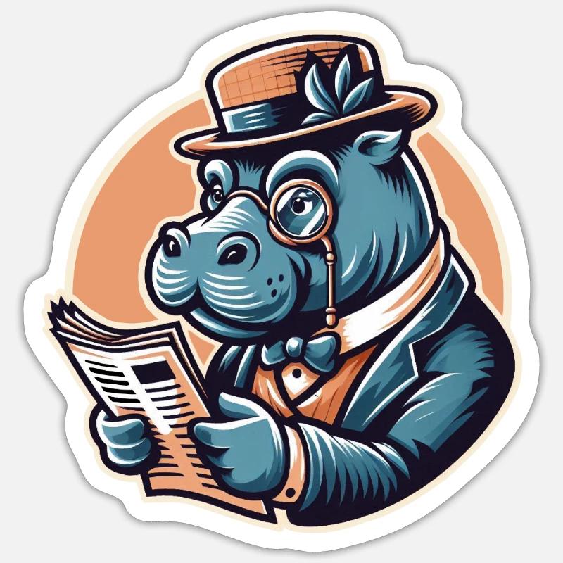 PAPI NILPFERD - Sticker Größe S (10 x 10 cm) - Mattweiß