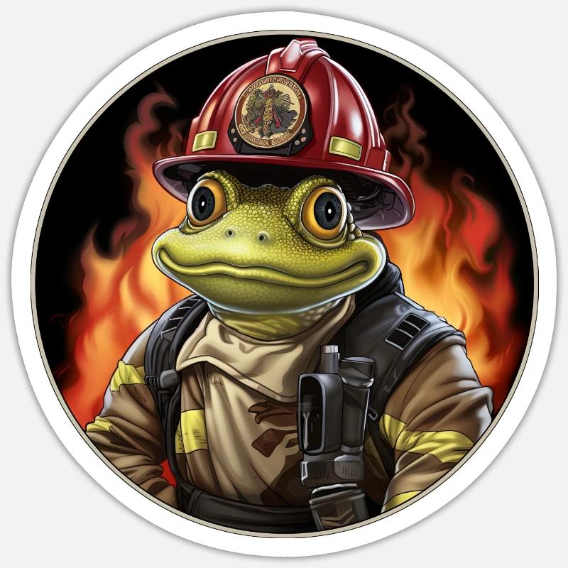 Fire Brigade Frog - Sticker size S (10 x 10 cm) - white matte