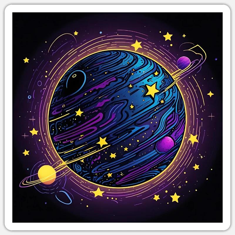 Planètes et corps célestes, étoiles et comètes Sticker taille S (10 x 10 cm)