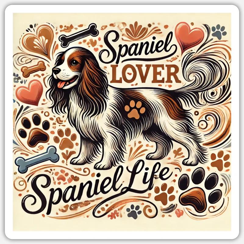 Spaniel Lover - Sticker size S (10 x 10 cm) - white matte