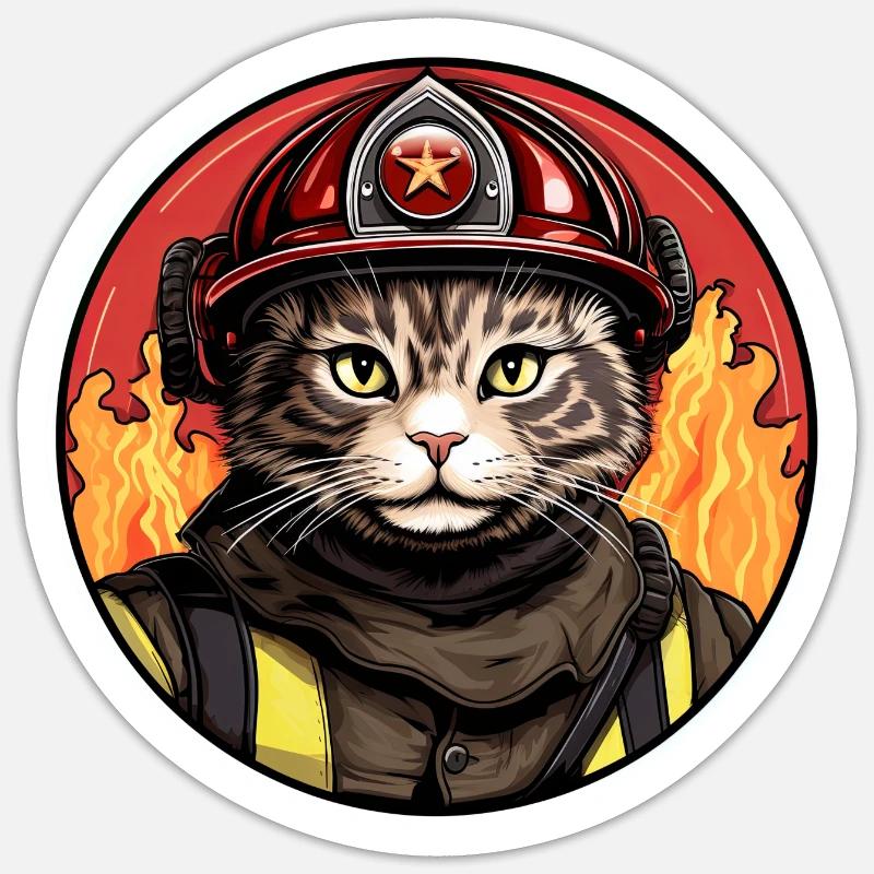 Fire Brigade Cats - Sticker size S (10 x 10 cm) - white matte