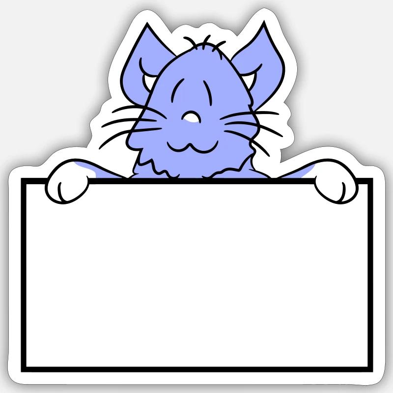 Jolie petite chatte jetant un coup d’œil caché derrière le mur Sticker taille S (10 x 10 cm)