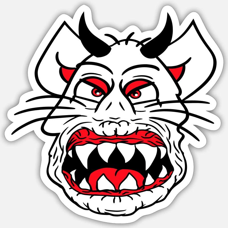 Demon Monster Cat Halloween Horror Devil Horns Sticker size S (10 x 10 cm)