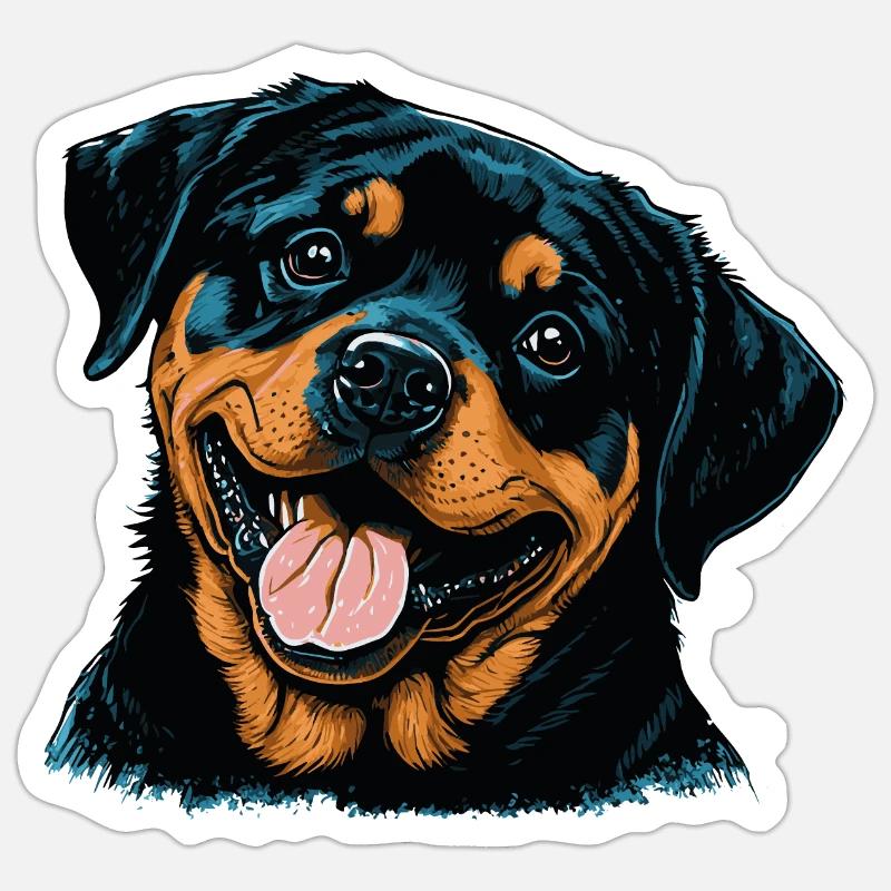 Chiot Rottweiler - Sticker taille S (10 x 10 cm) - blanc mat