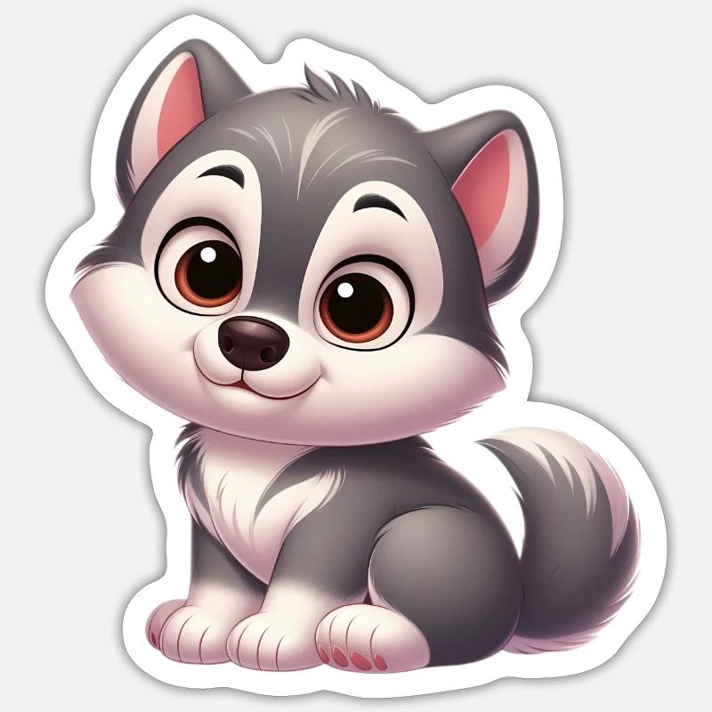wolf 13 - Sticker taille S (10 x 10 cm) - blanc mat