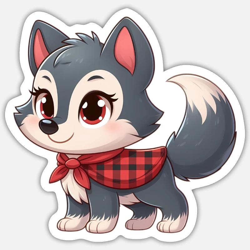 wolf 7 - Sticker taille S (10 x 10 cm) - blanc mat