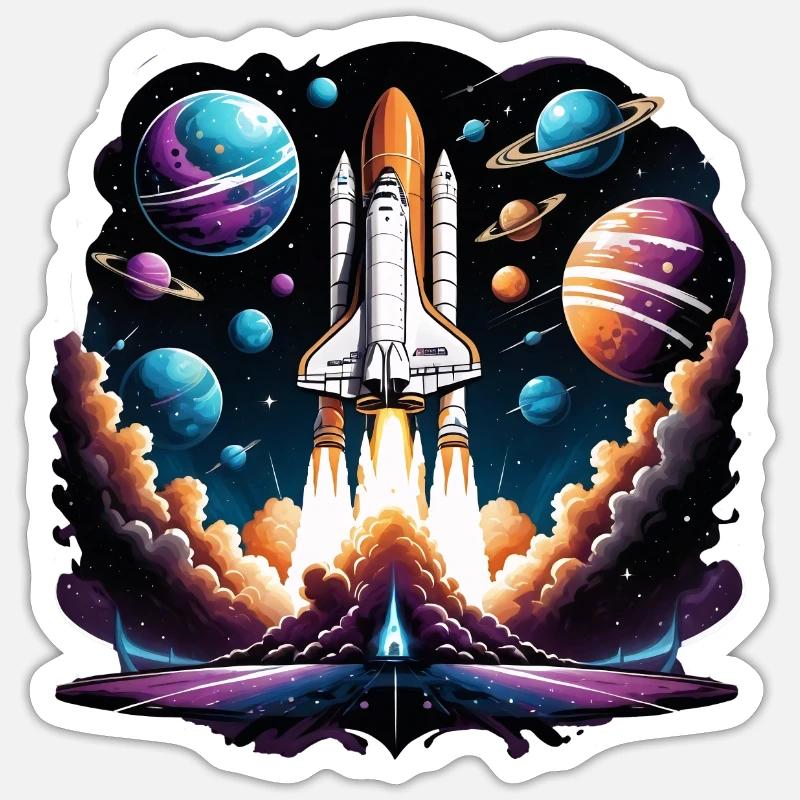 Fusée Astronaute Astronaute Cadeau Spatial Navette Sticker taille S (10 x 10 cm)