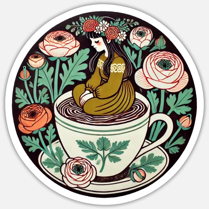 Tea Time Mädchen Sticker Größe S (10 x 10 cm)