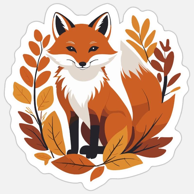Fox in Autumn #5 - Sticker size S (10 x 10 cm) - white matte