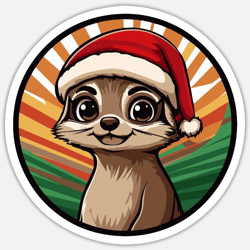 Suricate Noël Noël - Sticker taille S (10 x 10 cm) - blanc mat