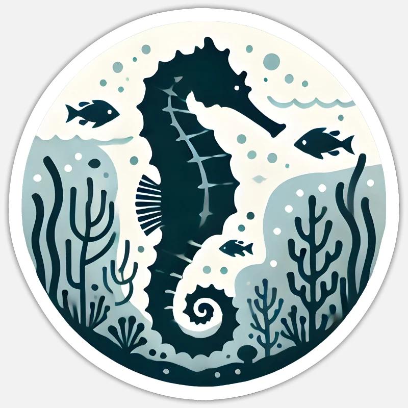 Seepferd - Sticker Größe S (10 x 10 cm) - Mattweiß