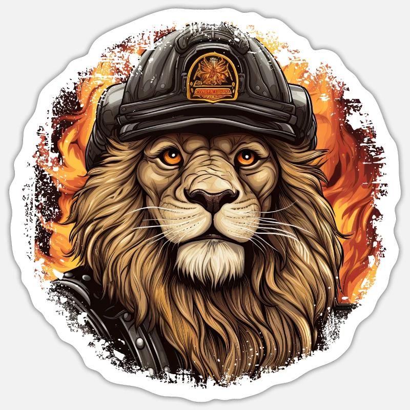Pompier Leo - Sticker taille S (10 x 10 cm) - blanc mat