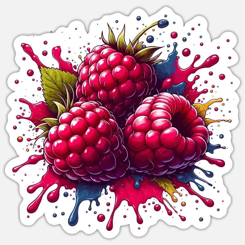 Himbeeren-Farbexplosion - Sticker Größe S (10 x 10 cm) - Mattweiß