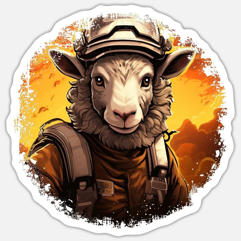 Moutons de pompiers - Sticker taille S (10 x 10 cm) - blanc mat