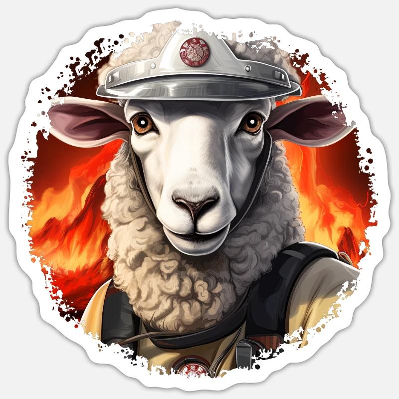 Pompiers de moutons - Sticker taille S (10 x 10 cm) - blanc mat