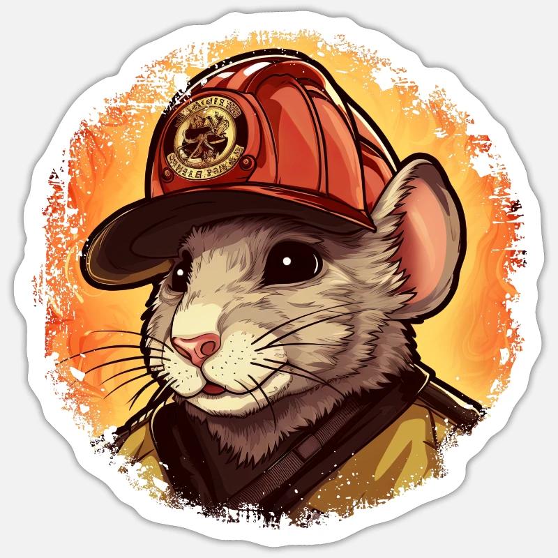 Firefighter Rat Sticker size S (10 x 10 cm)
