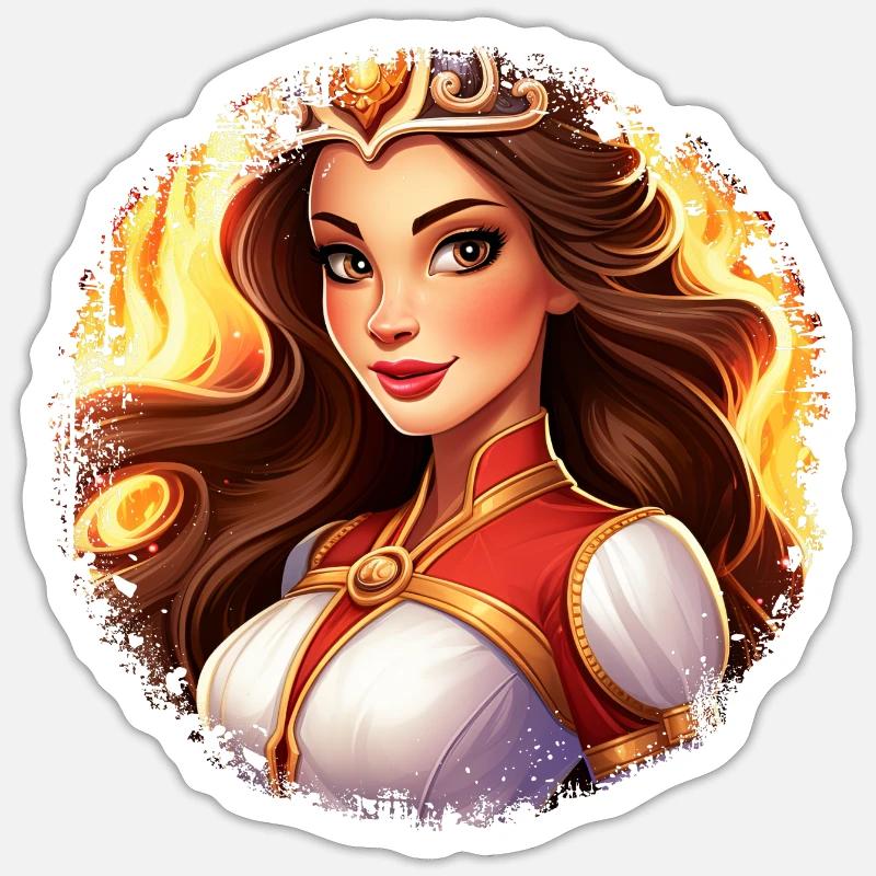 Princesse pompier - Sticker taille S (10 x 10 cm) - blanc mat