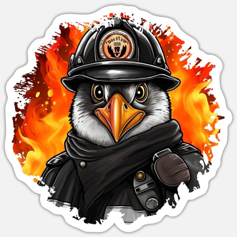 Brigade de pompiers Penguin - Sticker taille S (10 x 10 cm) - blanc mat