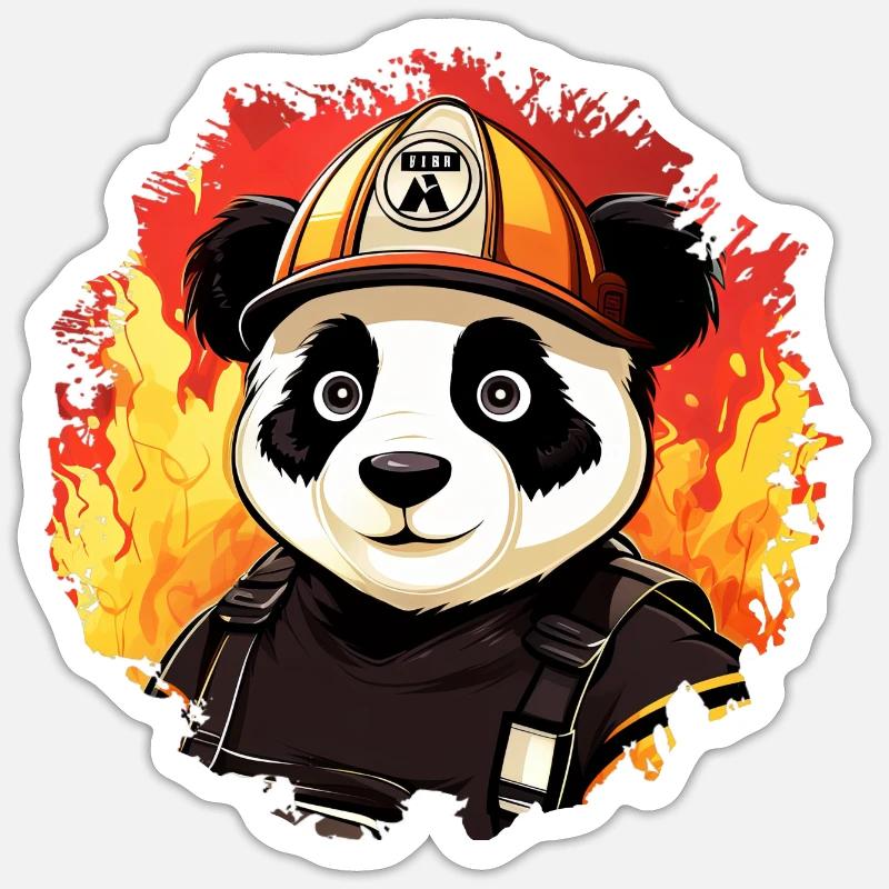 Brigade de pompiers Pandas - Sticker taille S (10 x 10 cm) - blanc mat