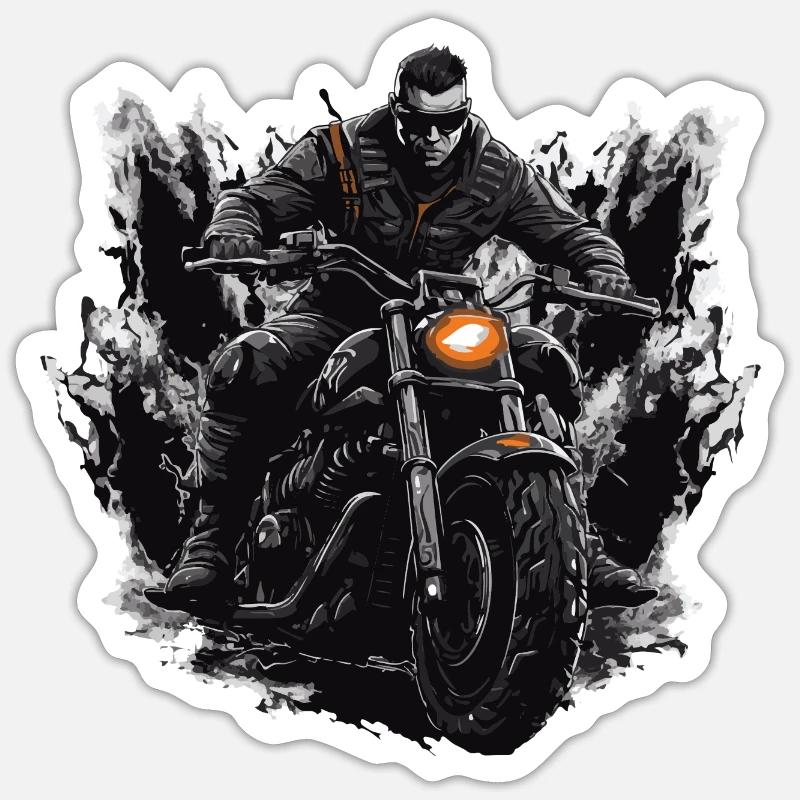 Motorrad Biker - Sticker størrelse S (10 x 10 cm) - mat hvid