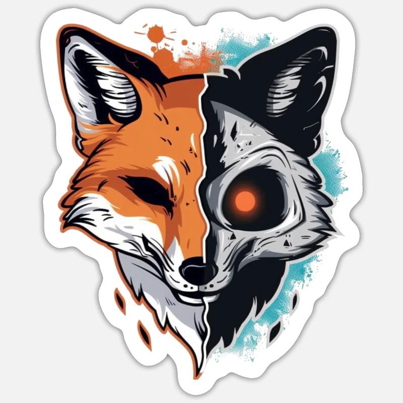 Halloween Fox Skeleton - Sticker size S (10 x 10 cm) - white matte