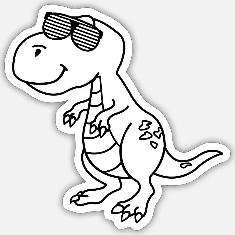 Cool Dinosaurier - Sticker Größe S (10 x 10 cm) - Mattweiß
