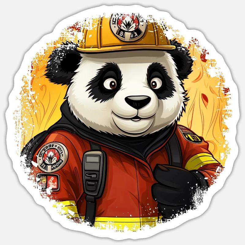 Fire Brigade Panda - Sticker size S (10 x 10 cm) - white matte