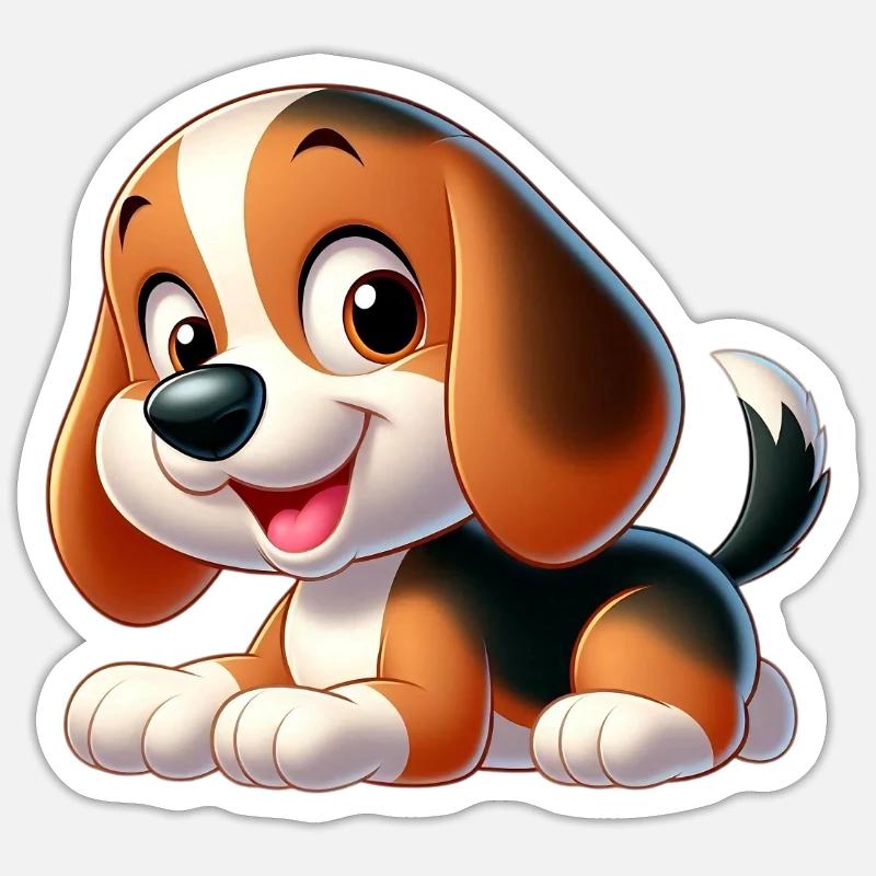 Beagle 6 - Sticker Größe S (10 x 10 cm) - Mattweiß