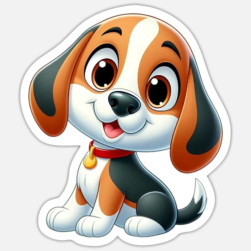 beagle 5 - Sticker taille S (10 x 10 cm) - blanc mat
