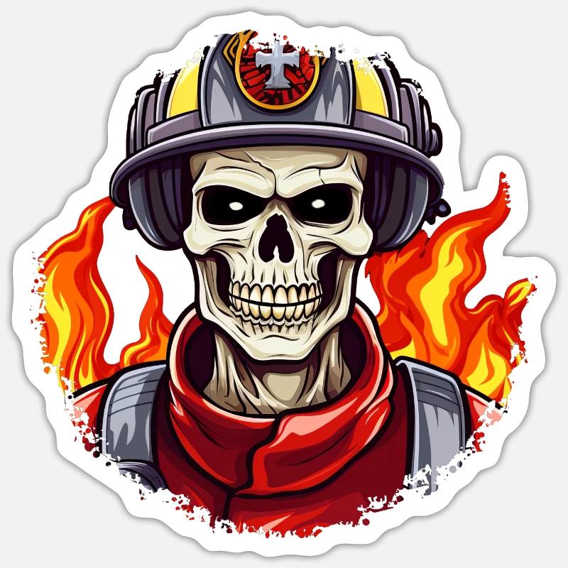 Squelette de pompier Sticker taille S (10 x 10 cm)