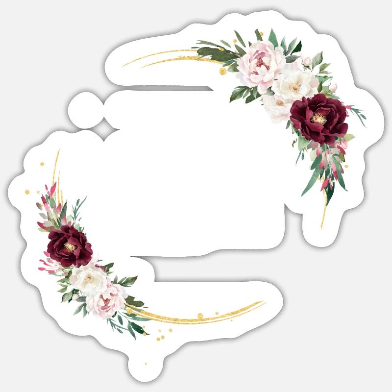 Flower circle customizable - Sticker size S (10 x 10 cm) - white matte